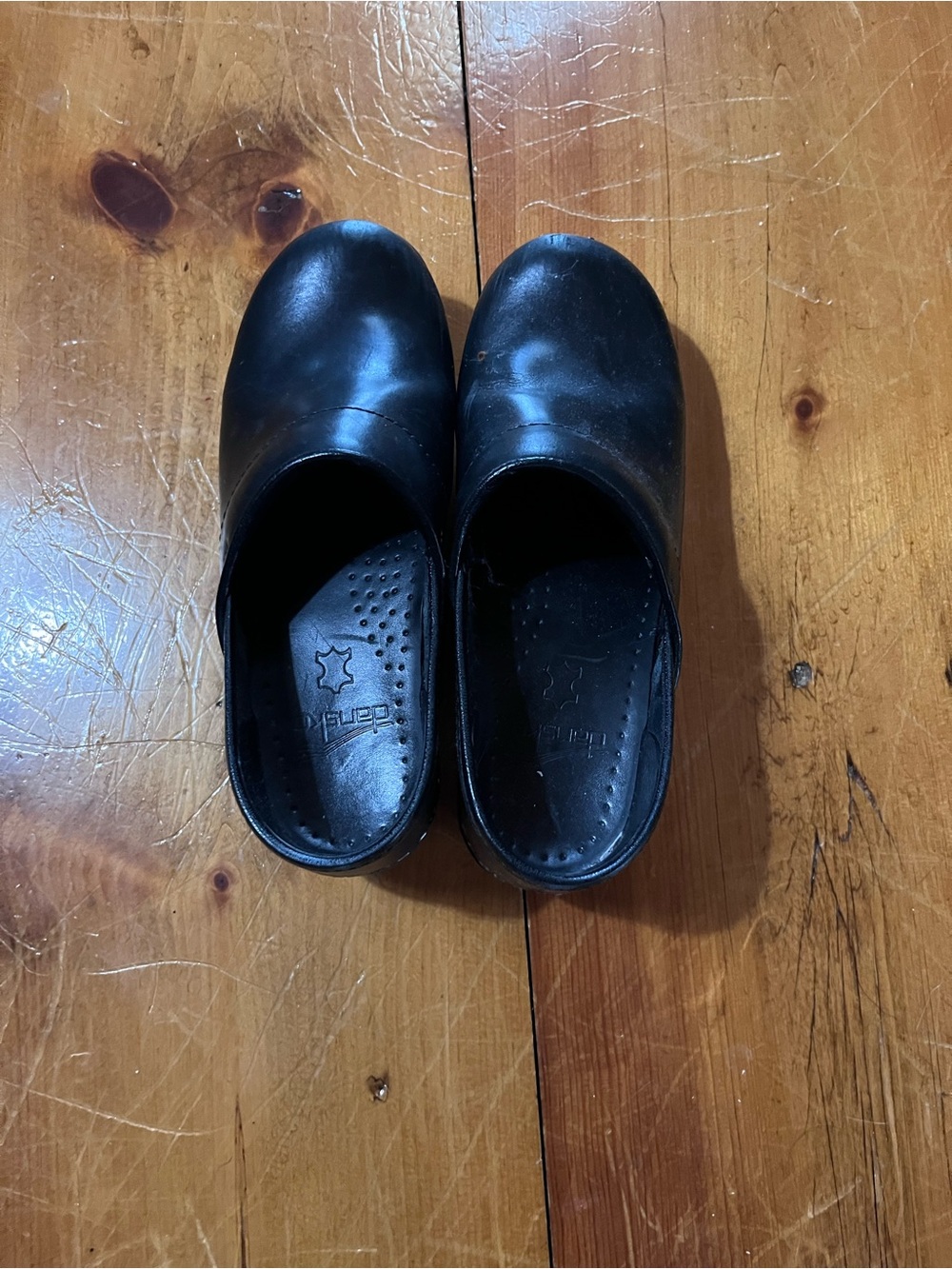 Dansko Black Leather Slip-On Mules